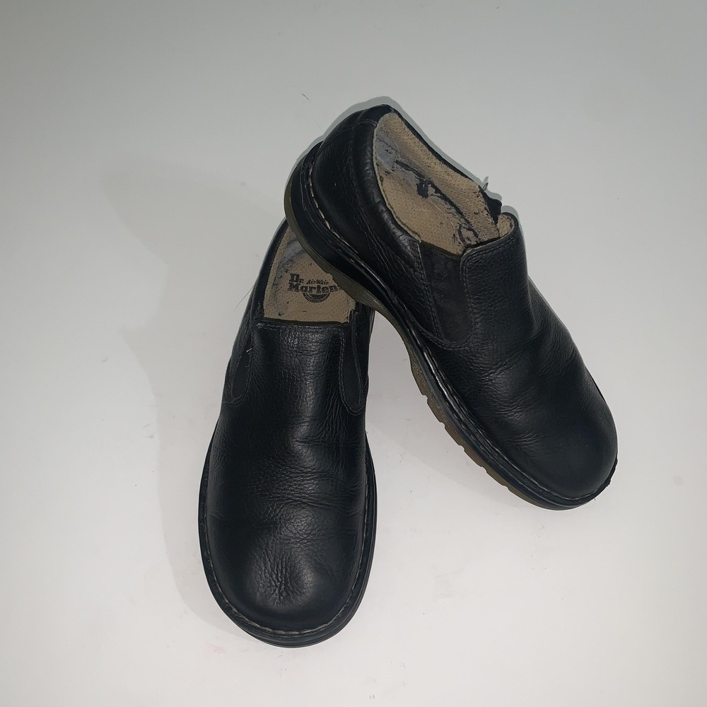 Dr. Martens Shoes Mens Size 10 Black Leather Slip On Loafers Casual Comfort